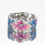 New - Handmade Pink Blue Enamel Butterfly Vintage 925 Silver Ring - The Jewellery Supermarket