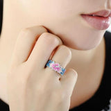 New - Handmade Pink Blue Enamel Butterfly Vintage 925 Silver Ring - The Jewellery Supermarket