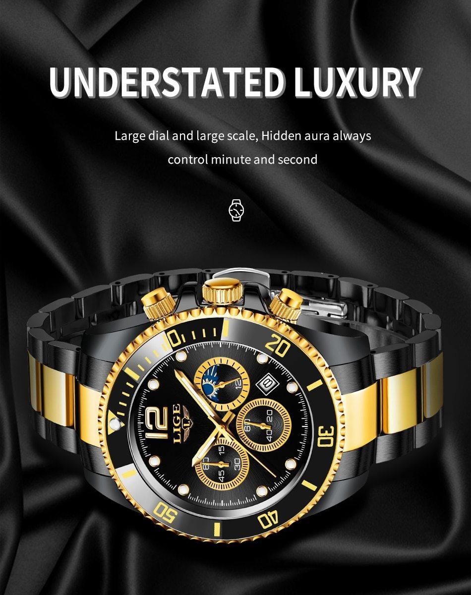 Great Gifts for Men - Top Brand Luxury Stainless Steel Quartz Sport Waterproof Watch - The Jewellery Supermarket