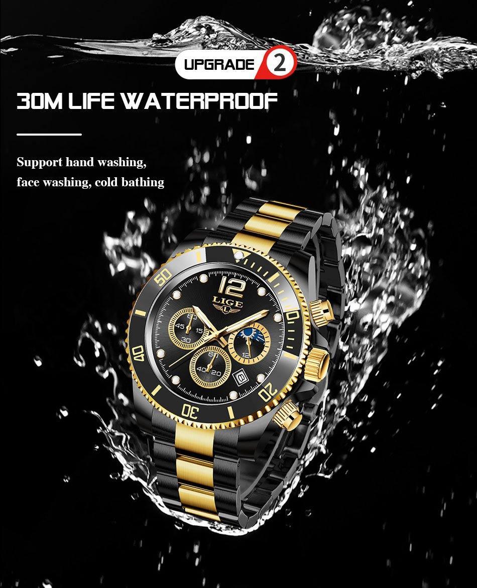 Great Gifts for Men - Top Brand Luxury Stainless Steel Quartz Sport Waterproof Watch - The Jewellery Supermarket