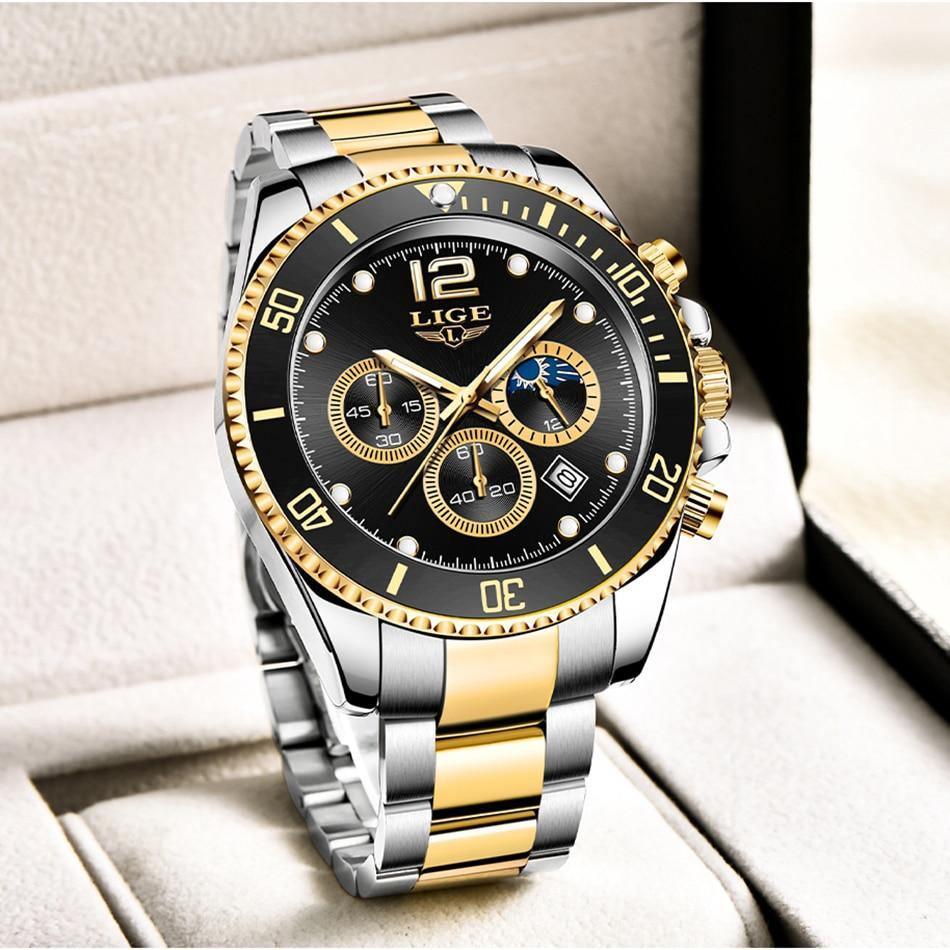 Great Gifts for Men - Top Brand Luxury Stainless Steel Quartz Sport Waterproof Watch - The Jewellery Supermarket