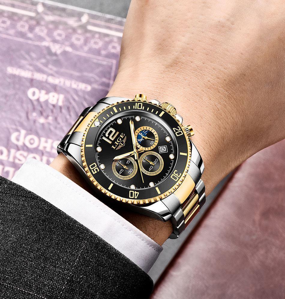 Great Gifts for Men - Top Brand Luxury Stainless Steel Quartz Sport Waterproof Watch - The Jewellery Supermarket