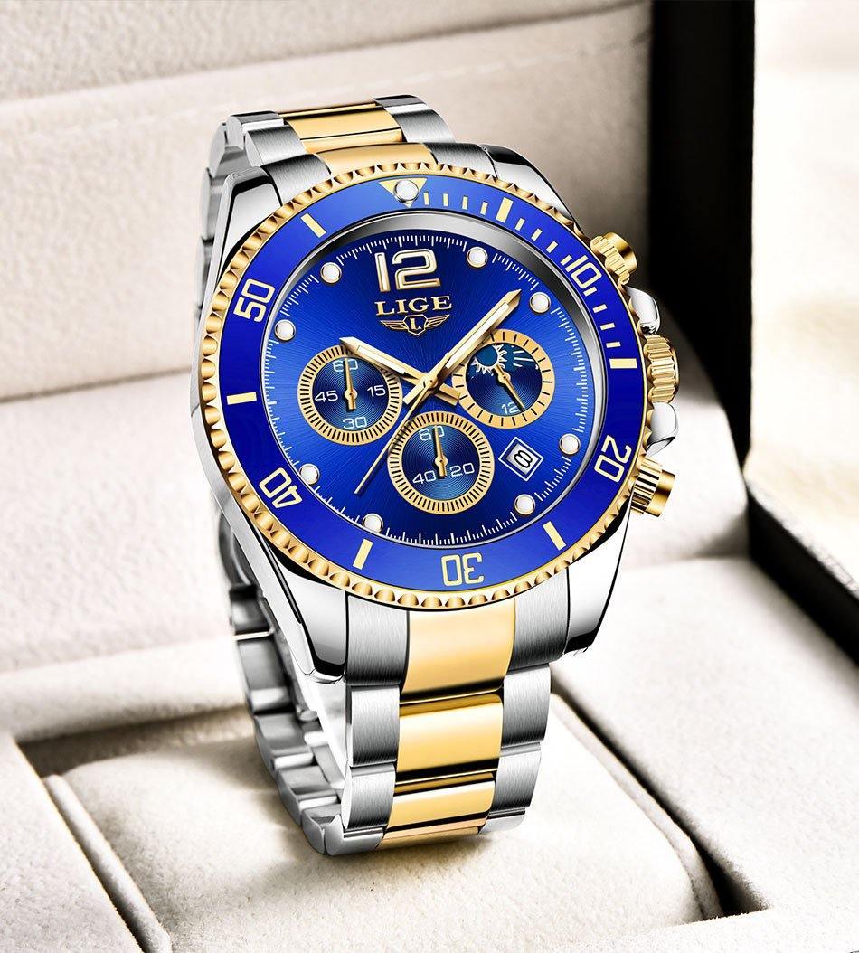 Great Gifts for Men - Top Brand Luxury Stainless Steel Quartz Sport Waterproof Watch - The Jewellery Supermarket