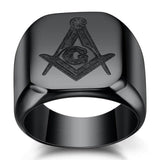 New Arrival Zircon Crystals Masonic Signet 316L Stainless Steel Gold Ring - The Jewellery Supermarket