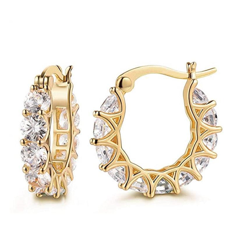 High Quality High Quality AAA+ Cubic Zirconia Diamonds Hoop Earrings - The Jewellery Supermarket