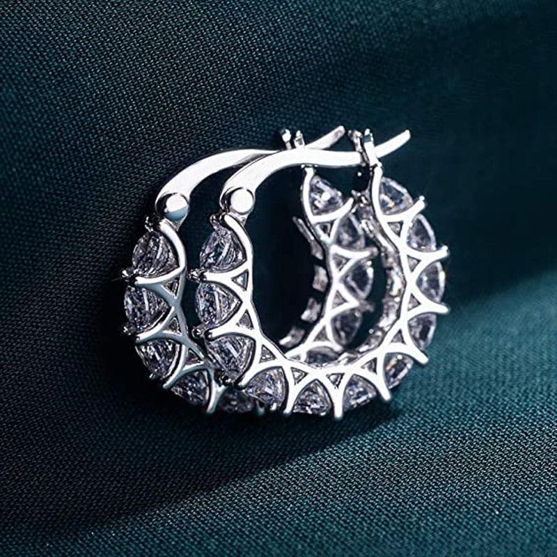 High Quality High Quality AAA+ Cubic Zirconia Diamonds Hoop Earrings - The Jewellery Supermarket