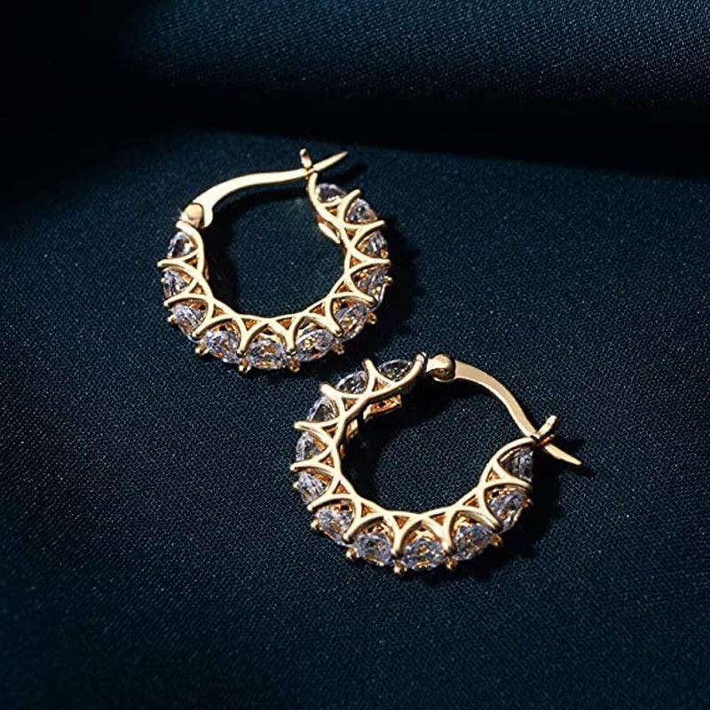 High Quality High Quality AAA+ Cubic Zirconia Diamonds Hoop Earrings - The Jewellery Supermarket