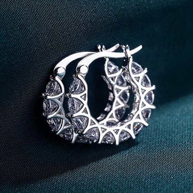 High Quality High Quality AAA+ Cubic Zirconia Diamonds Hoop Earrings - The Jewellery Supermarket