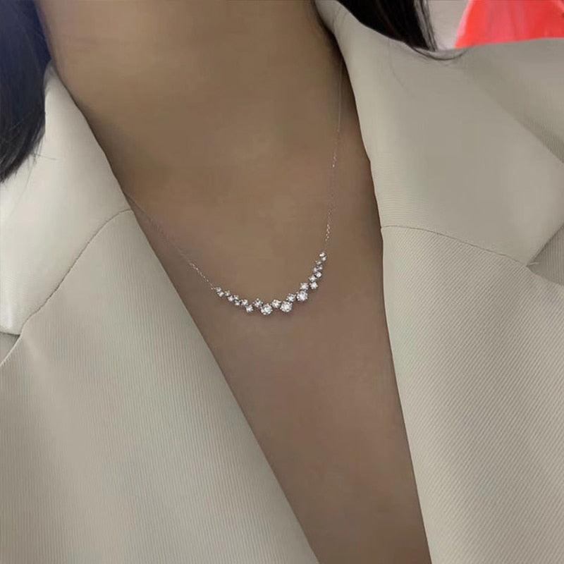 Modern Elegant Women's Necklace with Dazzling High Quality AAA+ Cubic Zirconia Diamonds - The Jewellery Supermarket