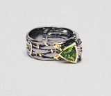 Unique Design Exaggerated Black Gold Tungsten Triangle AAA Green Zircon Personality Ring - The Jewellery Supermarket