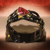 Unique Design Exaggerated Black Gold Tungsten Triangle AAA Green Zircon Personality Ring - The Jewellery Supermarket