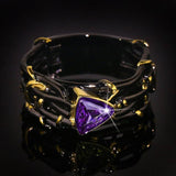 Unique Design Exaggerated Black Gold Tungsten Triangle AAA Green Zircon Personality Ring - The Jewellery Supermarket