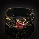 Unique Design Exaggerated Black Gold Tungsten Triangle AAA Green Zircon Personality Ring - The Jewellery Supermarket