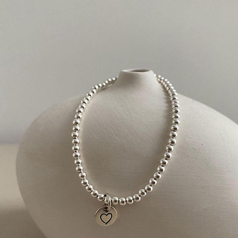 Charming Gifts - Fashion Silver Colour Cute Smiley Love Heart String of Beads Bracelets - The Jewellery Supermarket