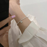Charming Gifts - Fashion Silver Colour Cute Smiley Love Heart String of Beads Bracelets - The Jewellery Supermarket