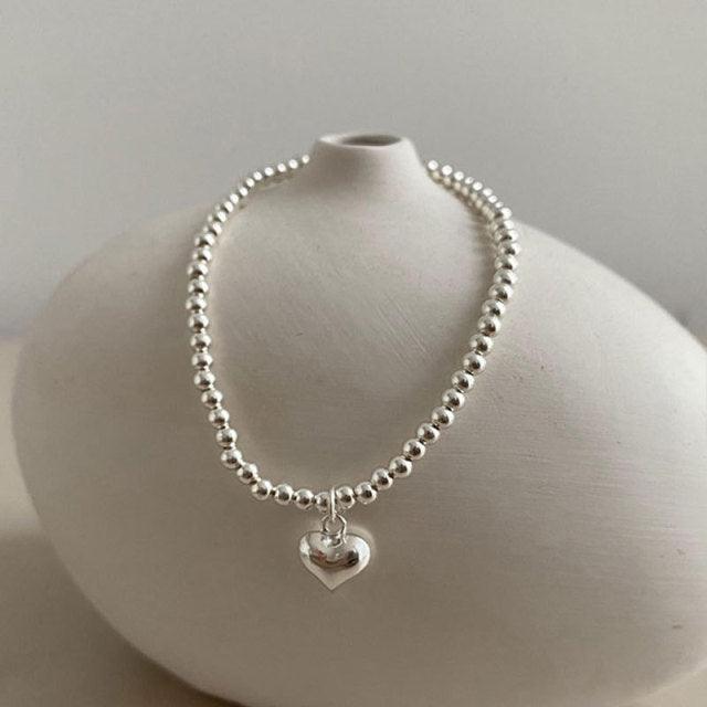 Charming Gifts - Fashion Silver Colour Cute Smiley Love Heart String of Beads Bracelets - The Jewellery Supermarket