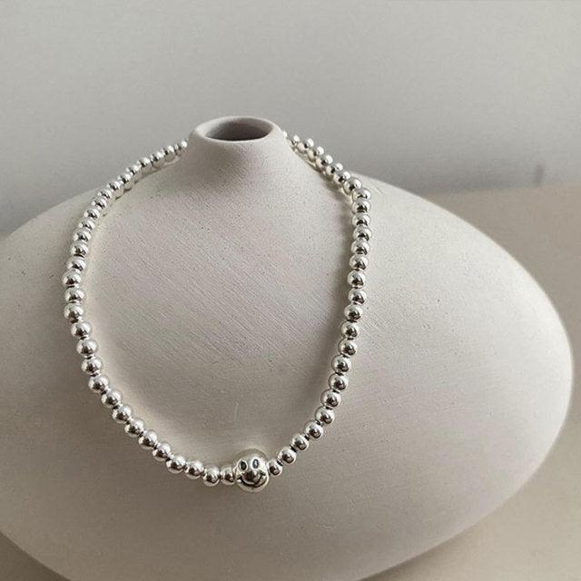 Charming Gifts - Fashion Silver Colour Cute Smiley Love Heart String of Beads Bracelets - The Jewellery Supermarket