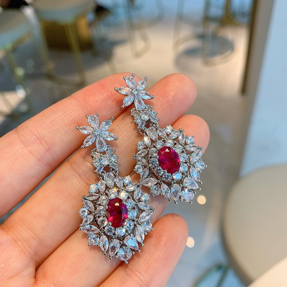 Luxury Lab Created Ruby High Carbon Diamond Jewelry Set for Women - The Jewellery Supermarket