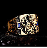 Gold Color Titanium Big Vintage Black Stainless Steel Masonic Rings For Men