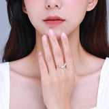 *NEW* Radiant AAAA Simulated Diamonds V Shape Elegant Pearl Sterling Silver Ring - The Jewellery Supermarket