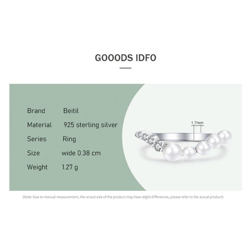 *NEW* Radiant AAAA Simulated Diamonds V Shape Elegant Pearl Sterling Silver Ring - The Jewellery Supermarket