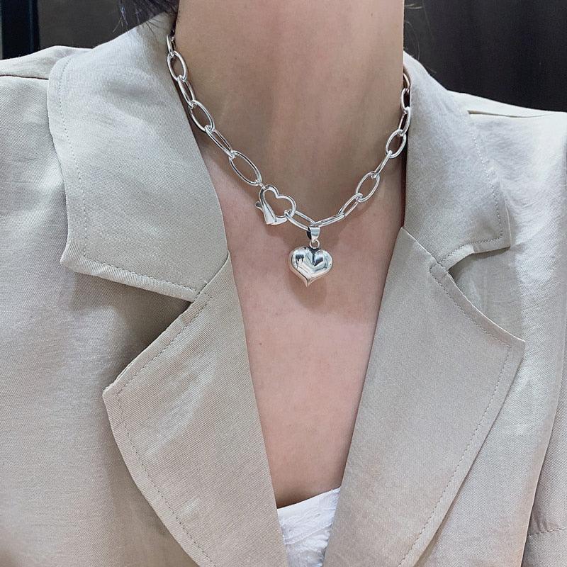 Elegant Vintage Hip Hop Creative LOVE Heart Pendant Thick Chain Bracelet - The Jewellery Supermarket