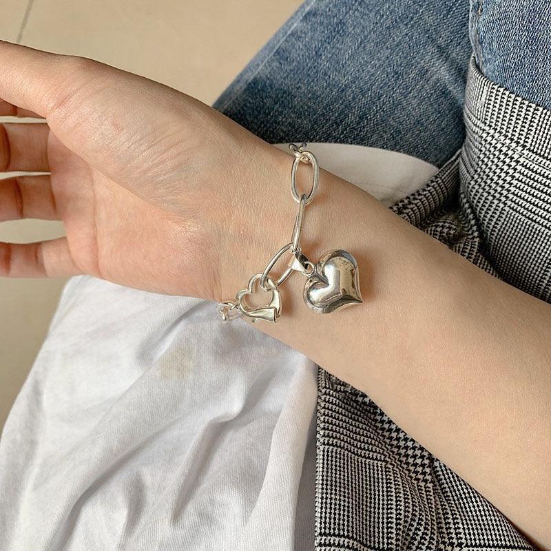 Elegant Vintage Hip Hop Creative LOVE Heart Pendant Thick Chain Bracelet - The Jewellery Supermarket