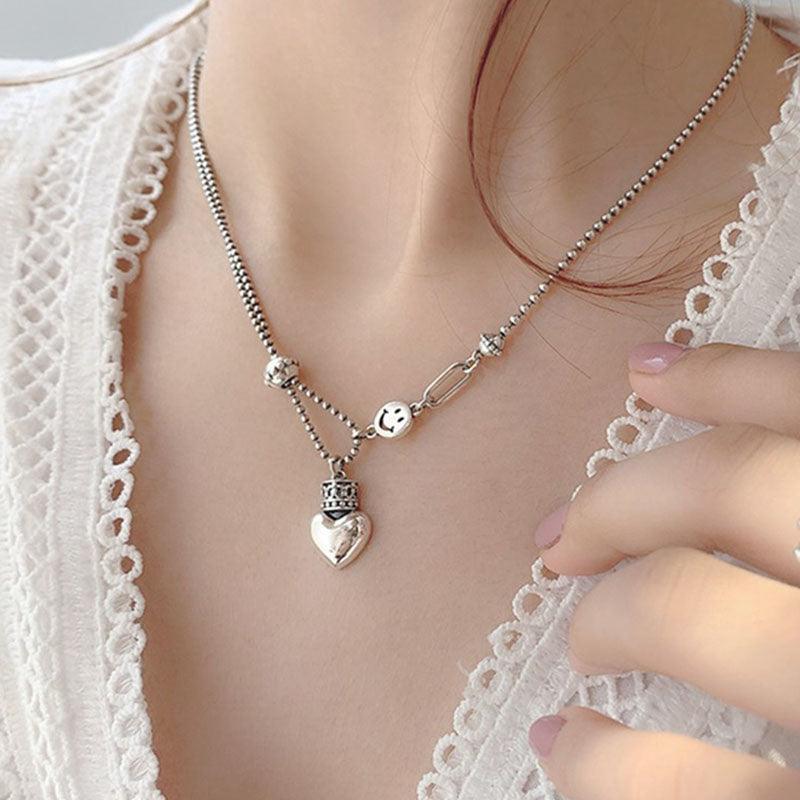 Best Gift Deals - New Trendy Elegant Vintage LOVE Heart Splicing Chain Necklace - The Jewellery Supermarket