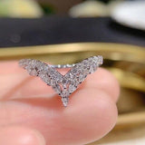 Fashion Design V Shaped Brilliant ♥︎ High Quality AAA+ Cubic Zirconia Diamonds ♥︎ New Trendy Ring - The Jewellery Supermarket