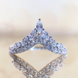 Fashion Design V Shaped Brilliant ♥︎ High Quality AAA+ Cubic Zirconia Diamonds ♥︎ New Trendy Ring - The Jewellery Supermarket
