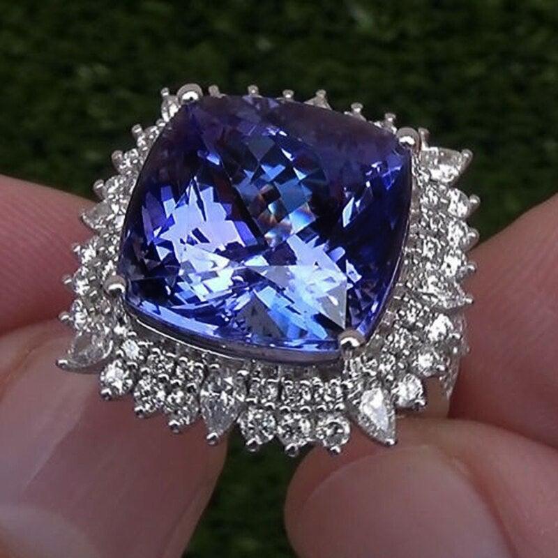 Blue ♥︎ High Quality AAA+ Cubic Zirconia Diamonds ♥︎ Elegant Lady's Ring - The Jewellery Supermarket