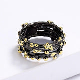 Unique Polka Dot Black Gold Ring Women;s 925 Silver Ladies Multi-layer Fashion Ring Set - The Jewellery Supermarket