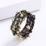 Unique Polka Dot Black Gold Ring Women;s 925 Silver Ladies Multi-layer Fashion Ring Set - The Jewellery Supermarket