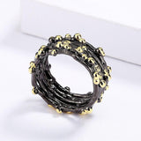 Unique Polka Dot Black Gold Ring Women;s 925 Silver Ladies Multi-layer Fashion Ring Set - The Jewellery Supermarket