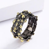Unique Polka Dot Black Gold Ring Women;s 925 Silver Ladies Multi-layer Fashion Ring Set - The Jewellery Supermarket
