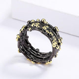 Unique Polka Dot Black Gold Ring Women;s 925 Silver Ladies Multi-layer Fashion Ring Set - The Jewellery Supermarket