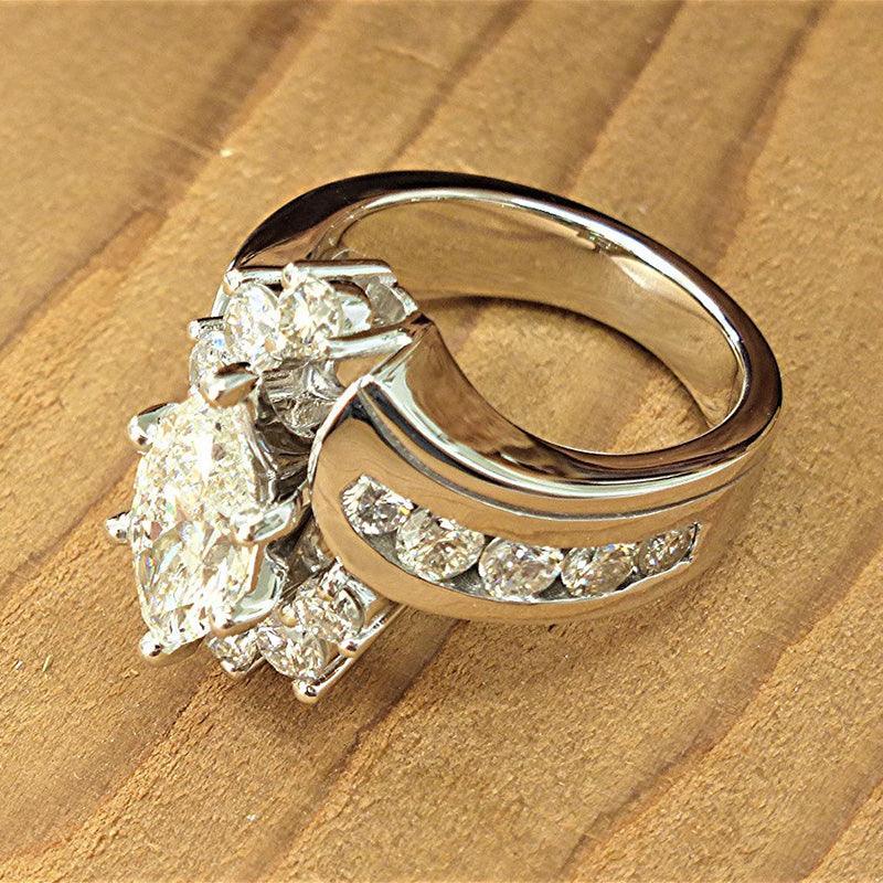 *NEW* Romantic Novel Design Marquise High Quality AAA+ Cubic Zirconia Diamonds Ring - The Jewellery Supermarket