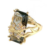 Creative Luxury Retro Rectangular Crystal Elegant Gold Colour Ring - The Jewellery Supermarket