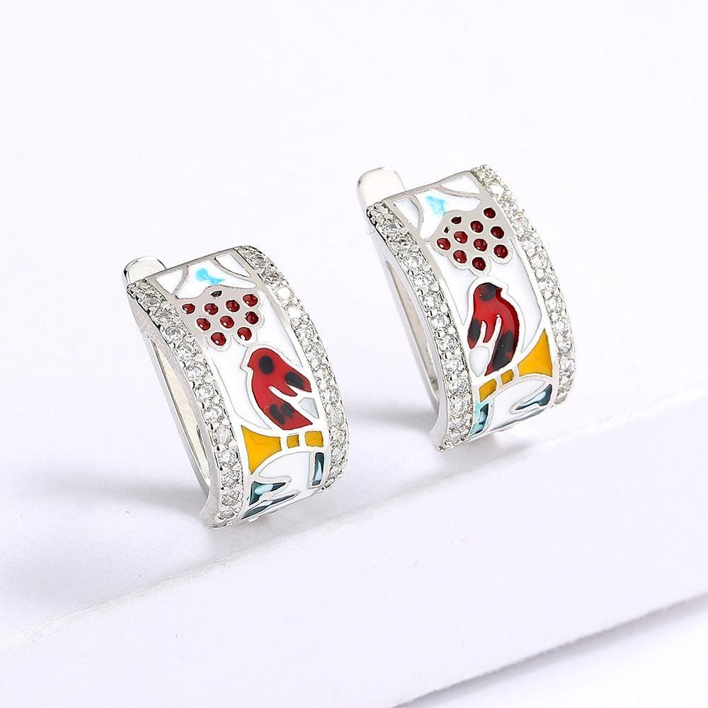 Fashion Creative Magpie Shape Fashion Color Handmade Enamel Earrings - The Jewellery Supermarket