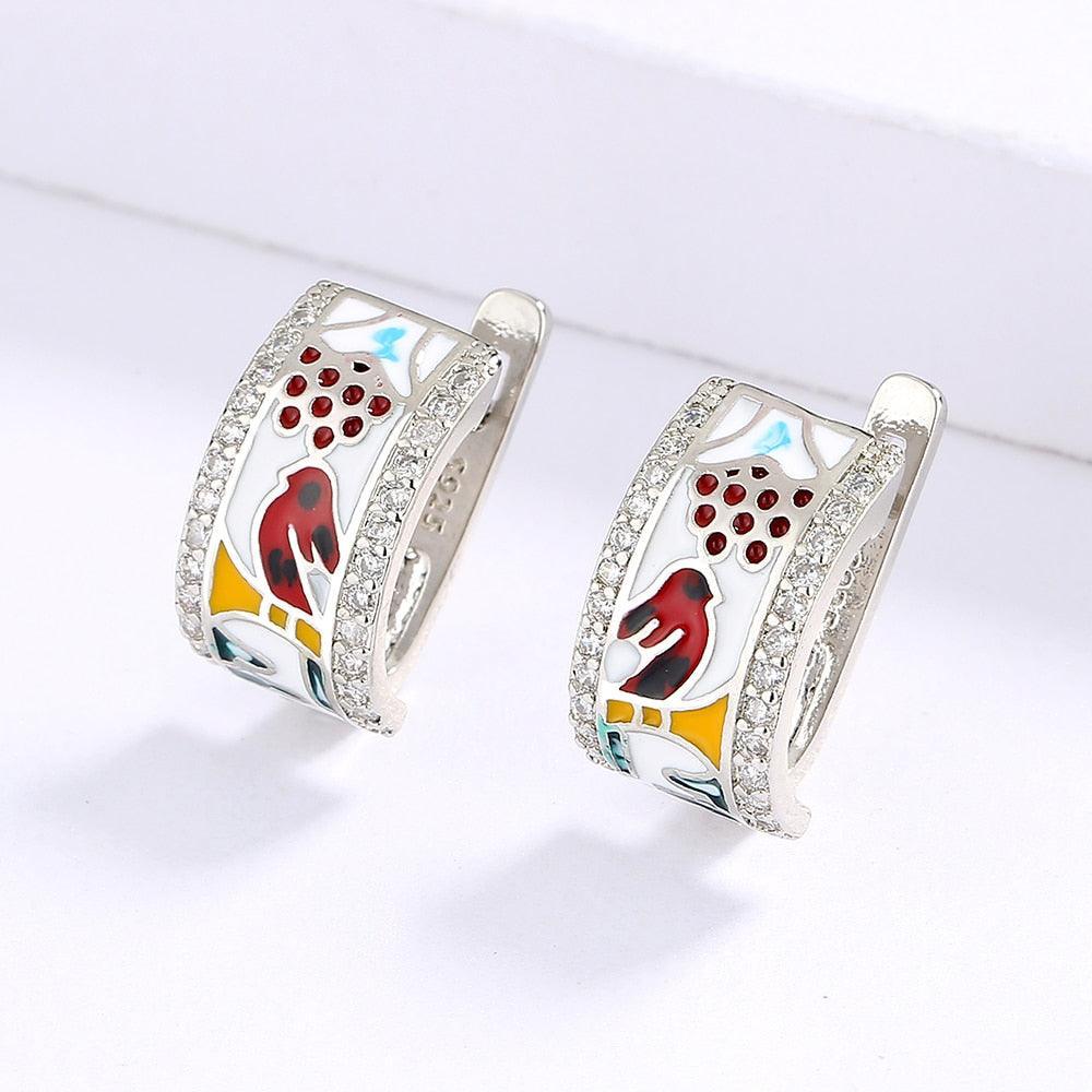 Fashion Creative Magpie Shape Fashion Color Handmade Enamel Earrings - The Jewellery Supermarket