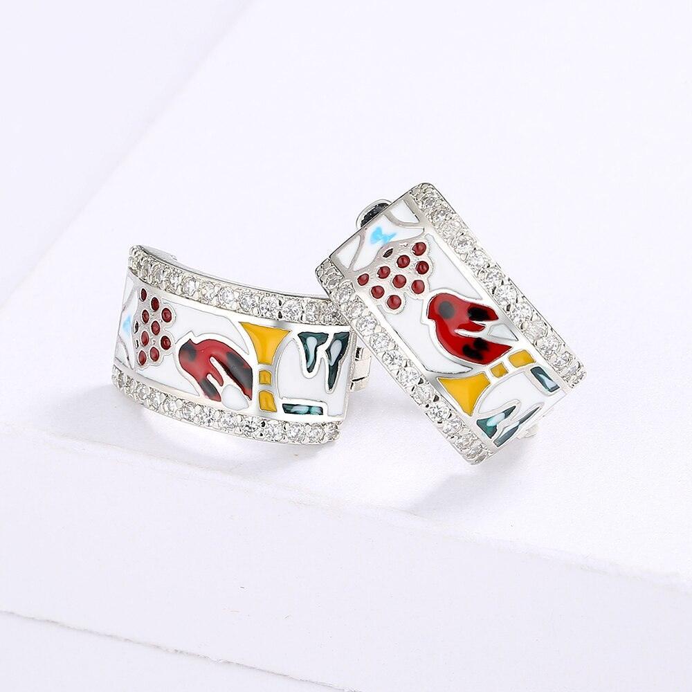 Fashion Creative Magpie Shape Fashion Color Handmade Enamel Earrings - The Jewellery Supermarket