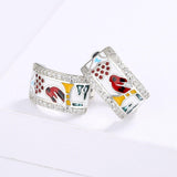 Fashion Creative Magpie Shape Fashion Color Handmade Enamel Earrings - The Jewellery Supermarket