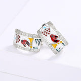 Fashion Creative Magpie Shape Fashion Color Handmade Enamel Earrings - The Jewellery Supermarket