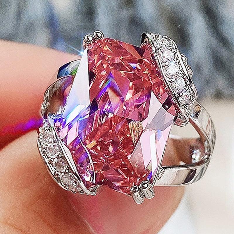 *NEW* Exquisite Design Bright Pink/Purple High Quality AAA Cubic Zirconia Crystals Gorgeous Rings - The Jewellery Supermarket