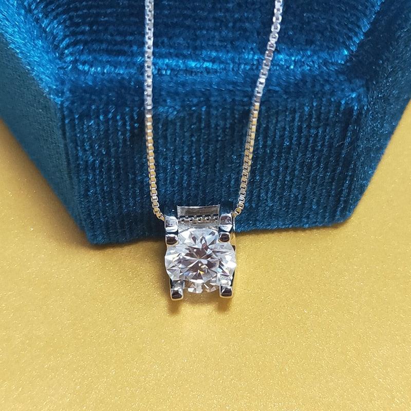 Classic Trend 1 and 2 Carat Test Passed Brilliant Moissanite Diamond Pendant - The Jewellery Supermarket