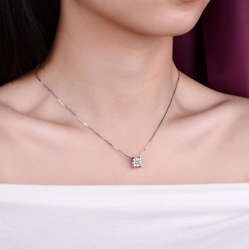 Classic Trend 1 and 2 Carat Test Passed Brilliant Moissanite Diamond Pendant - The Jewellery Supermarket