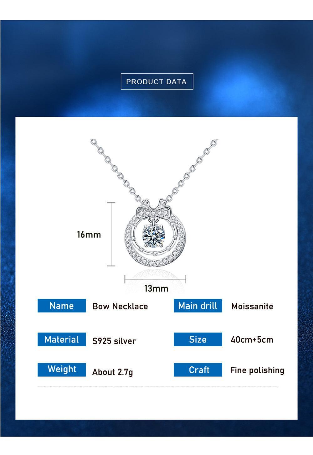 Striking 0.5 Carat Moissanite Diamond Double-layer Bowknot Pendant Necklace - The Jewellery Supermarket