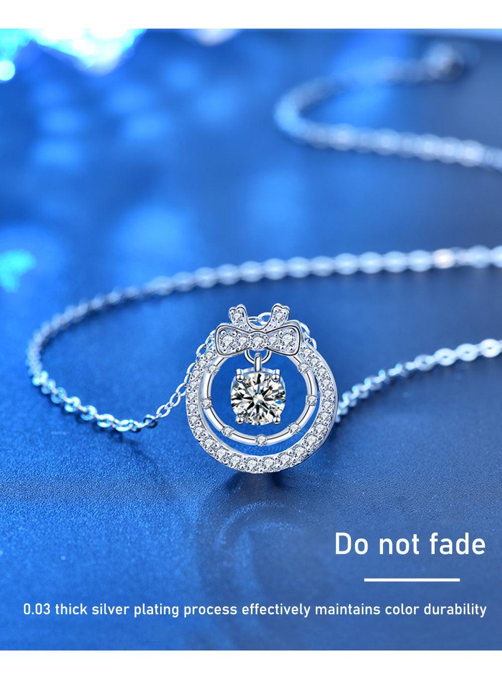 Striking 0.5 Carat Moissanite Diamond Double-layer Bowknot Pendant Necklace - The Jewellery Supermarket