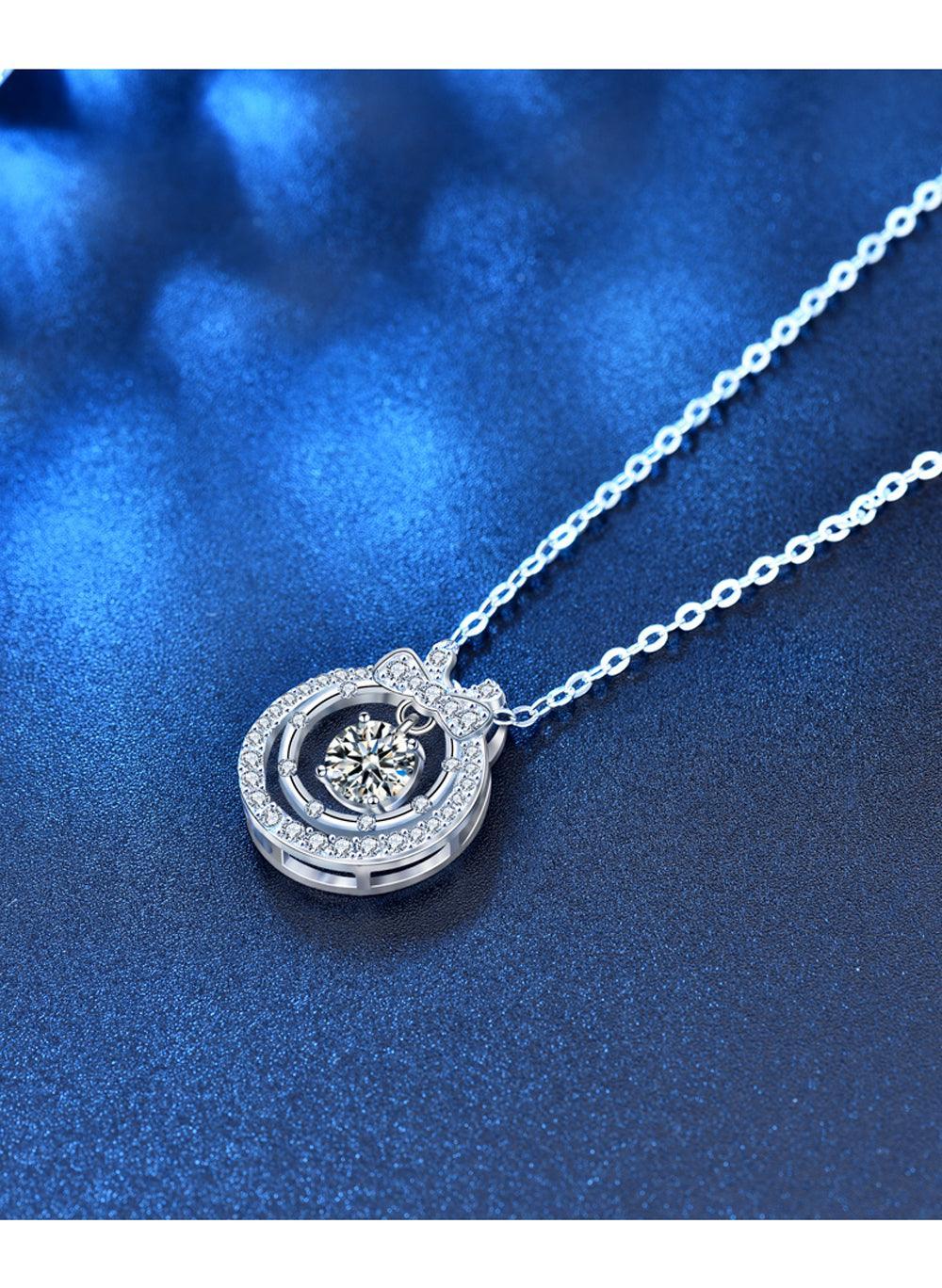 Striking 0.5 Carat Moissanite Diamond Double-layer Bowknot Pendant Necklace - The Jewellery Supermarket