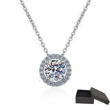 Fabulous 0.3-2.0CT Round Cut Halo Brilliant Moissanite Diamonds Necklace - The Jewellery Supermarket